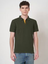 STITCH HUB Johnny Polo Men's Tshirt Cotton Rich Blend, Stylish Olive Color, Regular Fit for Casual & Formal Wear