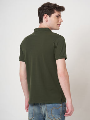 STITCH HUB Johnny Polo Men's Tshirt Cotton Rich Blend, Stylish Olive Color, Regular Fit for Casual & Formal Wear