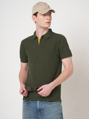 STITCH HUB Johnny Polo Men's Tshirt Cotton Rich Blend, Stylish Olive Color, Regular Fit for Casual & Formal Wear