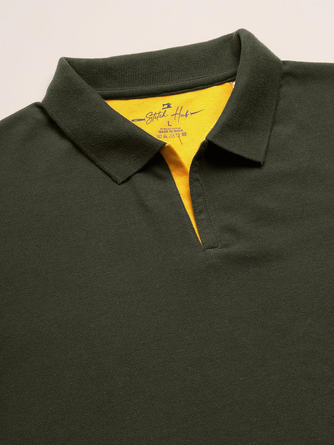 STITCH HUB Johnny Polo Men's Tshirt Cotton Rich Blend, Stylish Olive Color, Regular Fit for Casual & Formal Wear