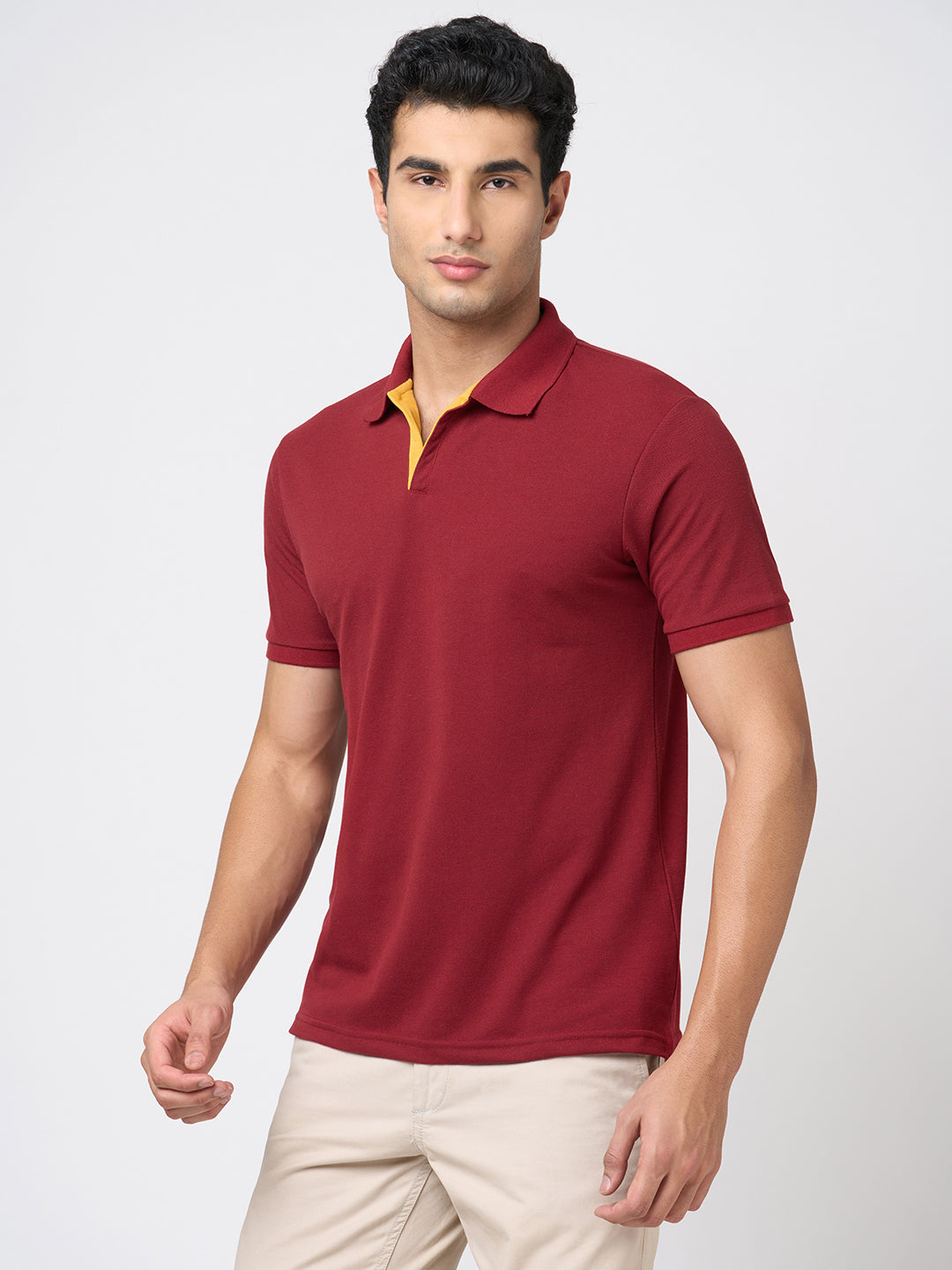 STITCH HUB Men's Johnny Polo Tshirt - Wine Color, Cotton Rich Blend, Breathable & Stylish for Formal and Casual Wear