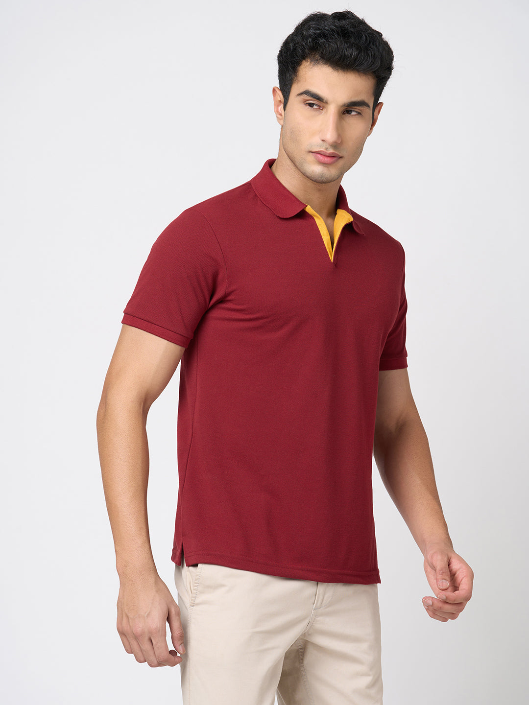 STITCH HUB Men's Johnny Polo Tshirt - Wine Color, Cotton Rich Blend, Breathable & Stylish for Formal and Casual Wear