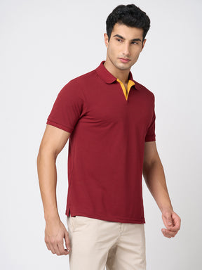 STITCH HUB Men's Johnny Polo Tshirt - Wine Color, Cotton Rich Blend, Breathable & Stylish for Formal and Casual Wear