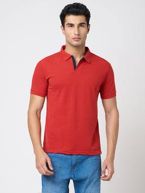 STITCH HUB Men's Johnny Polo Dark Red Tshirt - Cotton Rich Blend, Breathable & Stylish for Formal & Casual Wear