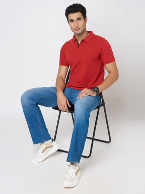 STITCH HUB Men's Johnny Polo Dark Red Tshirt - Cotton Rich Blend, Breathable & Stylish for Formal & Casual Wear