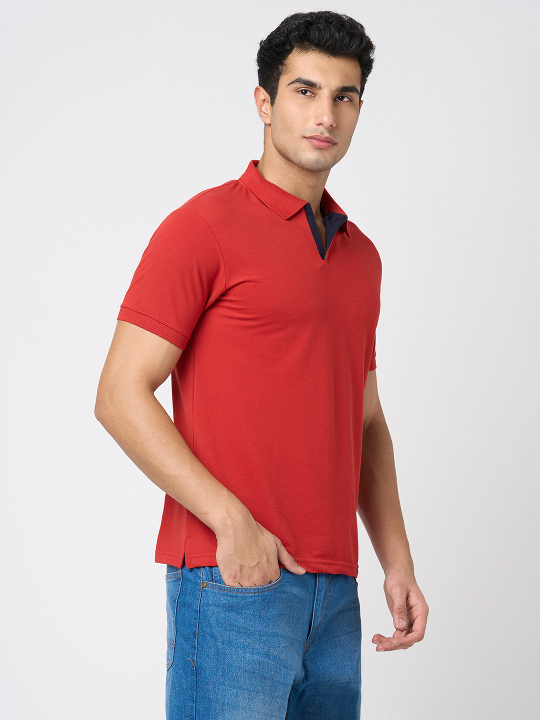 STITCH HUB Men's Johnny Polo Dark Red Tshirt - Cotton Rich Blend, Breathable & Stylish for Formal & Casual Wear