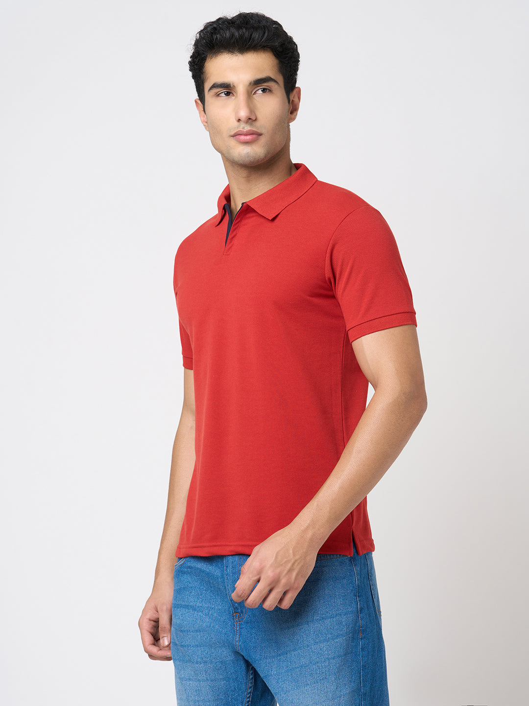 STITCH HUB Men's Johnny Polo Dark Red Tshirt - Cotton Rich Blend, Breathable & Stylish for Formal & Casual Wear