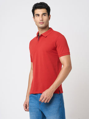 STITCH HUB Men's Johnny Polo Dark Red Tshirt - Cotton Rich Blend, Breathable & Stylish for Formal & Casual Wear