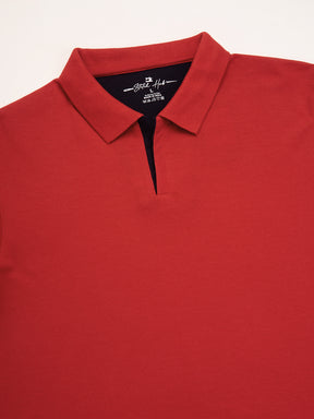 STITCH HUB Men's Johnny Polo Dark Red Tshirt - Cotton Rich Blend, Breathable & Stylish for Formal & Casual Wear
