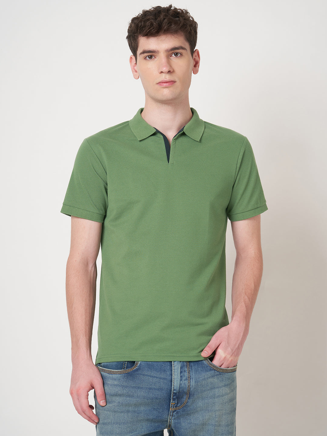 STITCH HUB Men's Polo Tshirt Grass Green Cotton Rich Blend Stylish Regular Fit, Breathable & Durable Casual Wear