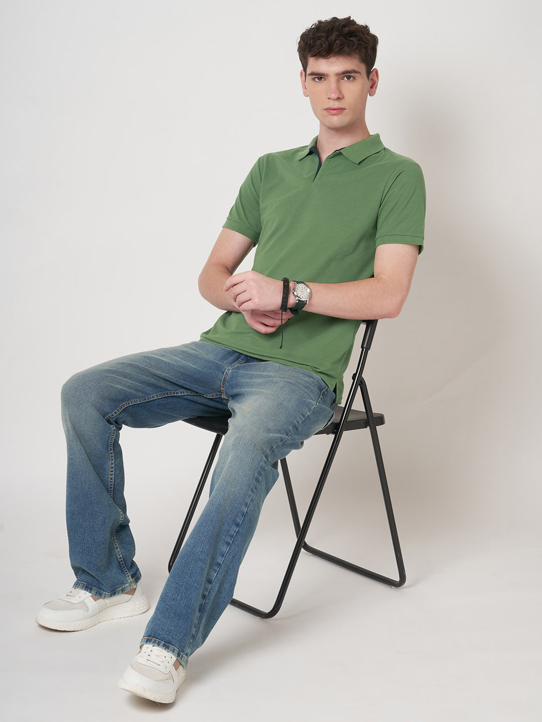 STITCH HUB Men's Polo Tshirt Grass Green Cotton Rich Blend Stylish Regular Fit, Breathable & Durable Casual Wear