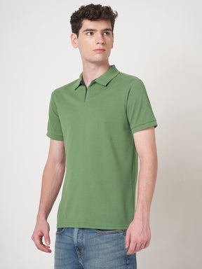 STITCH HUB Men's Polo Tshirt Grass Green Cotton Rich Blend Stylish Regular Fit, Breathable & Durable Casual Wear