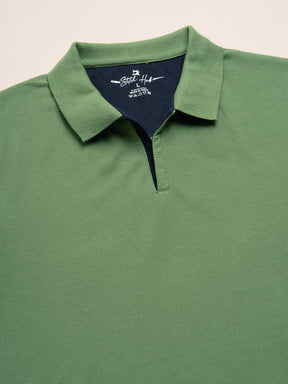 STITCH HUB Men's Polo Tshirt Grass Green Cotton Rich Blend Stylish Regular Fit, Breathable & Durable Casual Wear