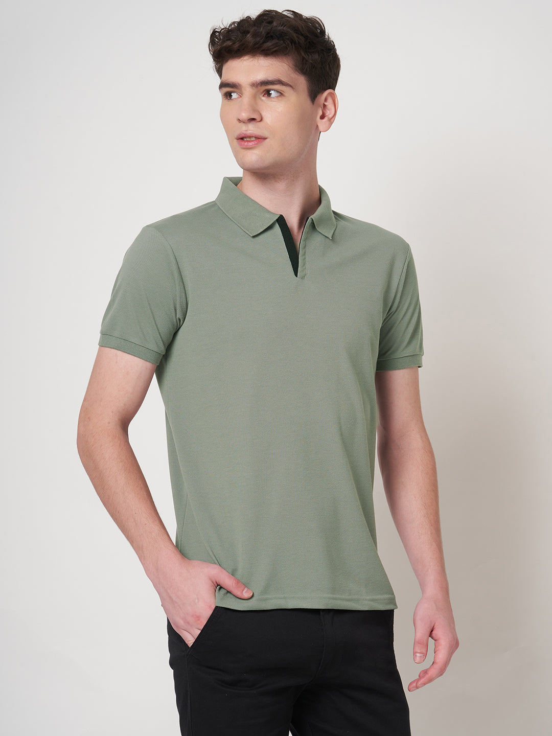 STITCH HUB Johnny Polo Men's Tshirt - Grey Cotton Rich Blend, Classic Fit, Breathable & Stylish for All-Day Comfort