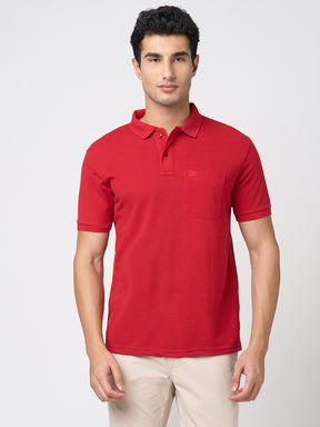 STITCH HUB Men's Matty Polo - Red Cotton Rich Blend Polo, Regular Fit, Breathable & Stylish for Casual and Formal Wear