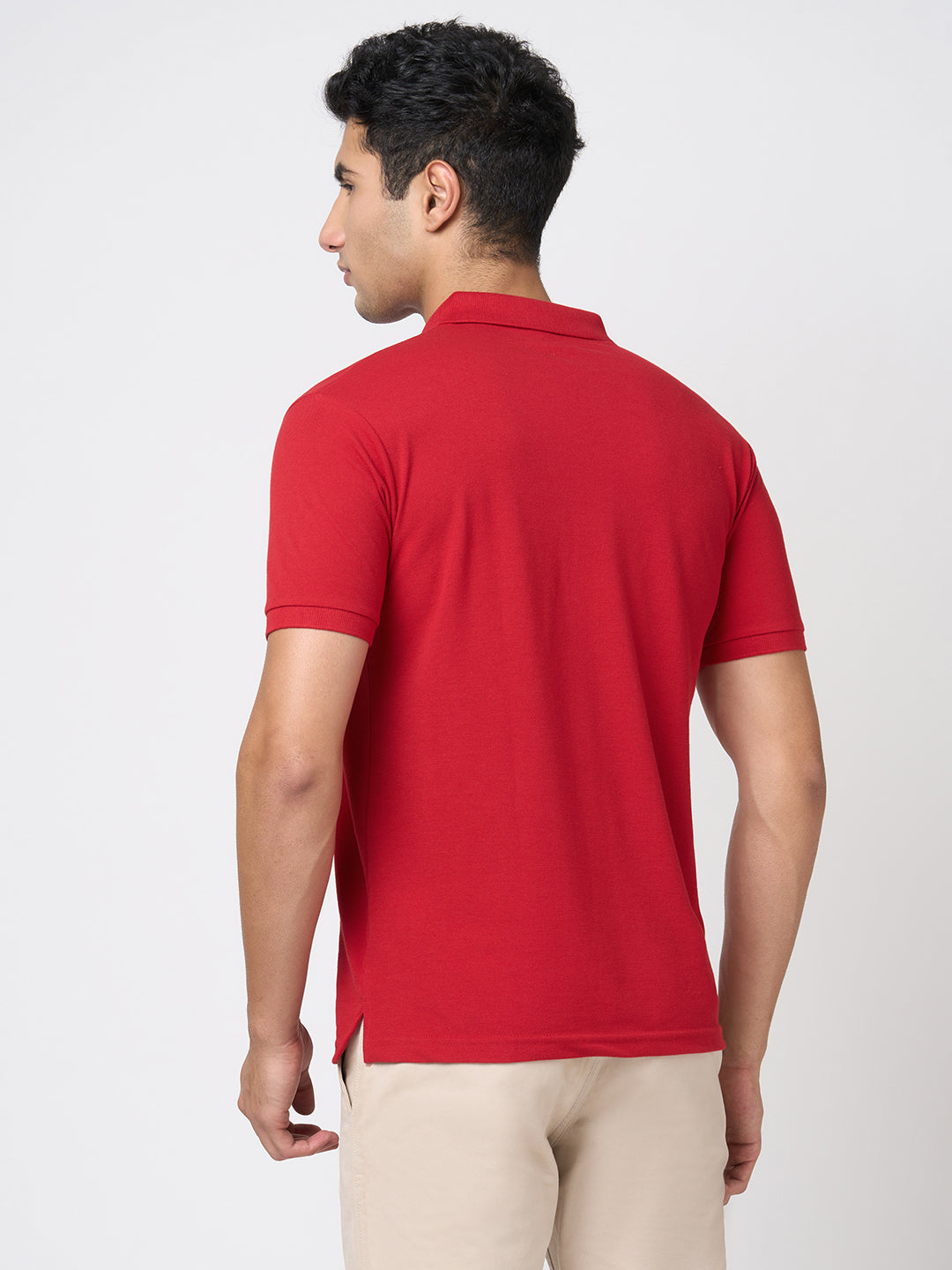 STITCH HUB Men's Matty Polo - Red Cotton Rich Blend Polo, Regular Fit, Breathable & Stylish for Casual and Formal Wear