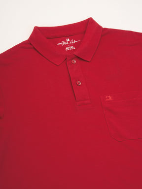 STITCH HUB Men's Matty Polo - Red Cotton Rich Blend Polo, Regular Fit, Breathable & Stylish for Casual and Formal Wear