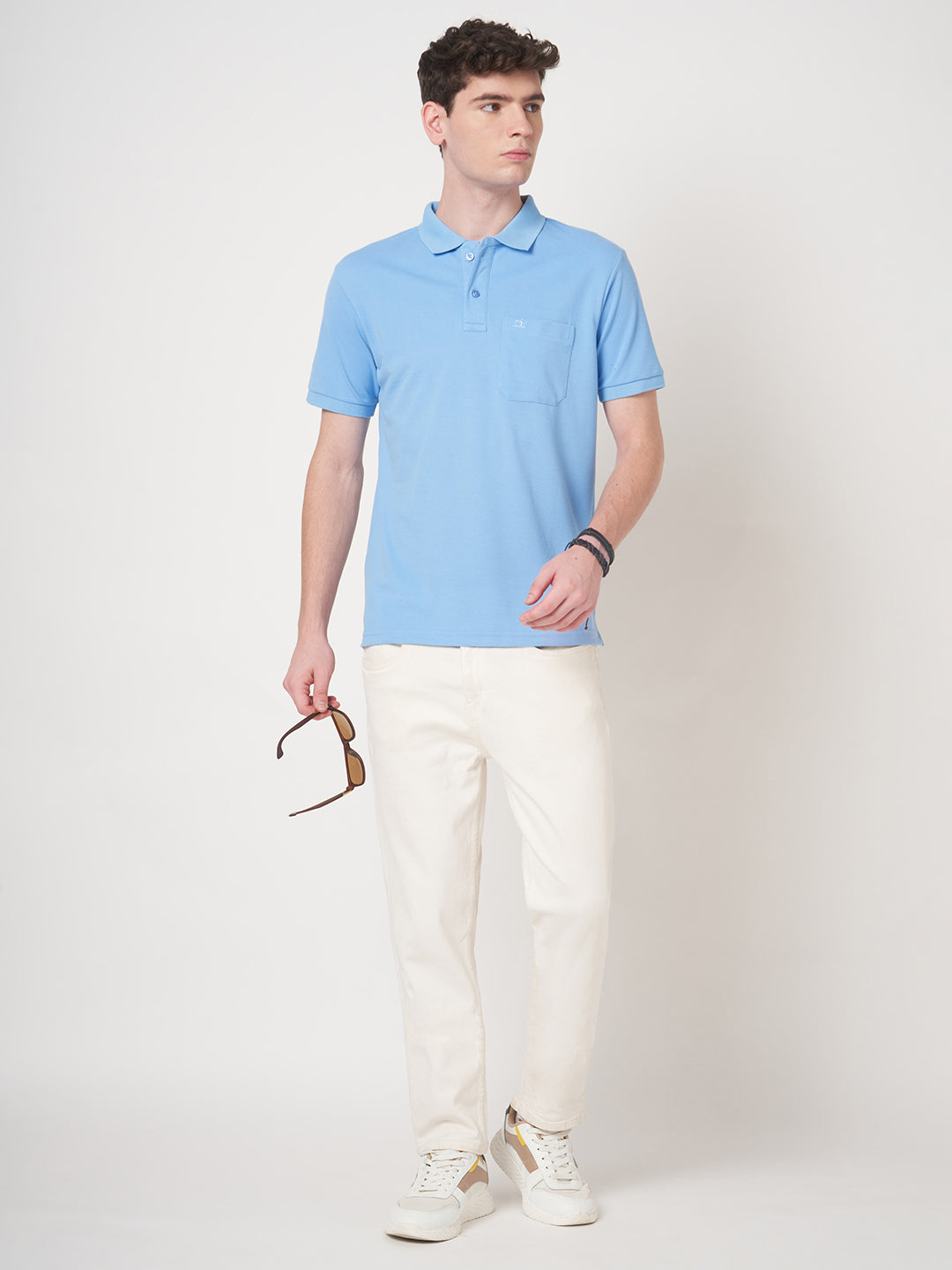 STITCH HUB Men's Matty Polo Tshirt – Sky Color Cotton Rich Blend, Regular Fit, Breathable & Stylish, Perfect for Casual and Formal Wear