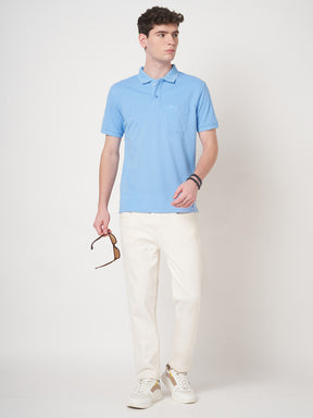 STITCH HUB Men's Matty Polo Tshirt – Sky Color Cotton Rich Blend, Regular Fit, Breathable & Stylish, Perfect for Casual and Formal Wear