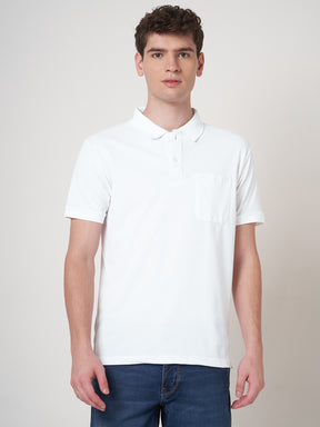 STITCH HUB Men's Matty Polo - Cotton Rich Blend, Regular Fit, Elegant White Polo for Formal & Casual Wear
