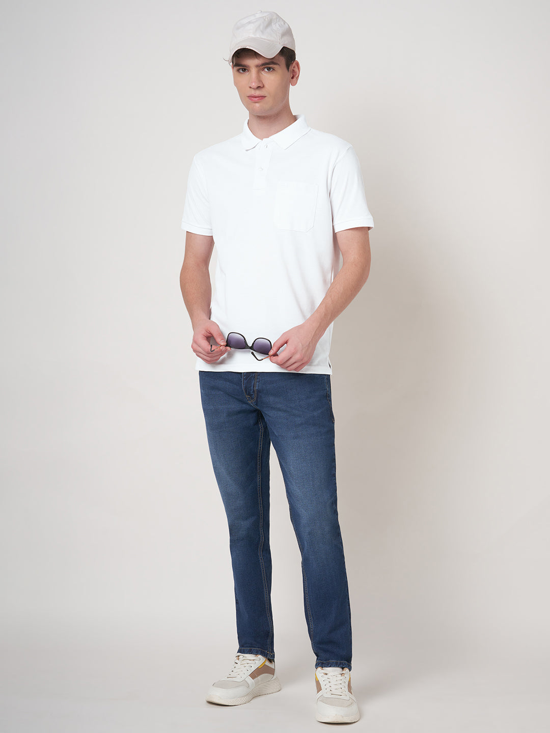 STITCH HUB Men's Matty Polo - Cotton Rich Blend, Regular Fit, Elegant White Polo for Formal & Casual Wear