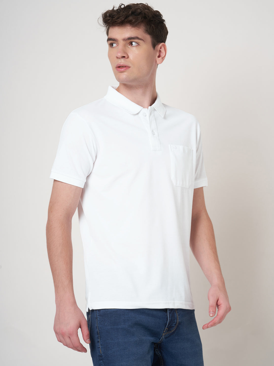 STITCH HUB Men's Matty Polo - Cotton Rich Blend, Regular Fit, Elegant White Polo for Formal & Casual Wear