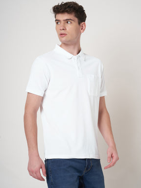 STITCH HUB Men's Matty Polo - Cotton Rich Blend, Regular Fit, Elegant White Polo for Formal & Casual Wear