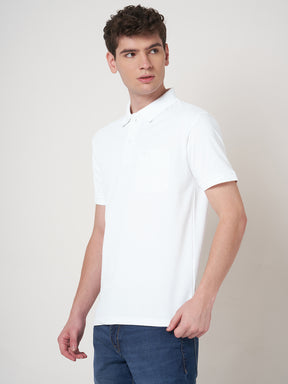 STITCH HUB Men's Matty Polo - Cotton Rich Blend, Regular Fit, Elegant White Polo for Formal & Casual Wear