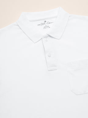 STITCH HUB Men's Matty Polo - Cotton Rich Blend, Regular Fit, Elegant White Polo for Formal & Casual Wear