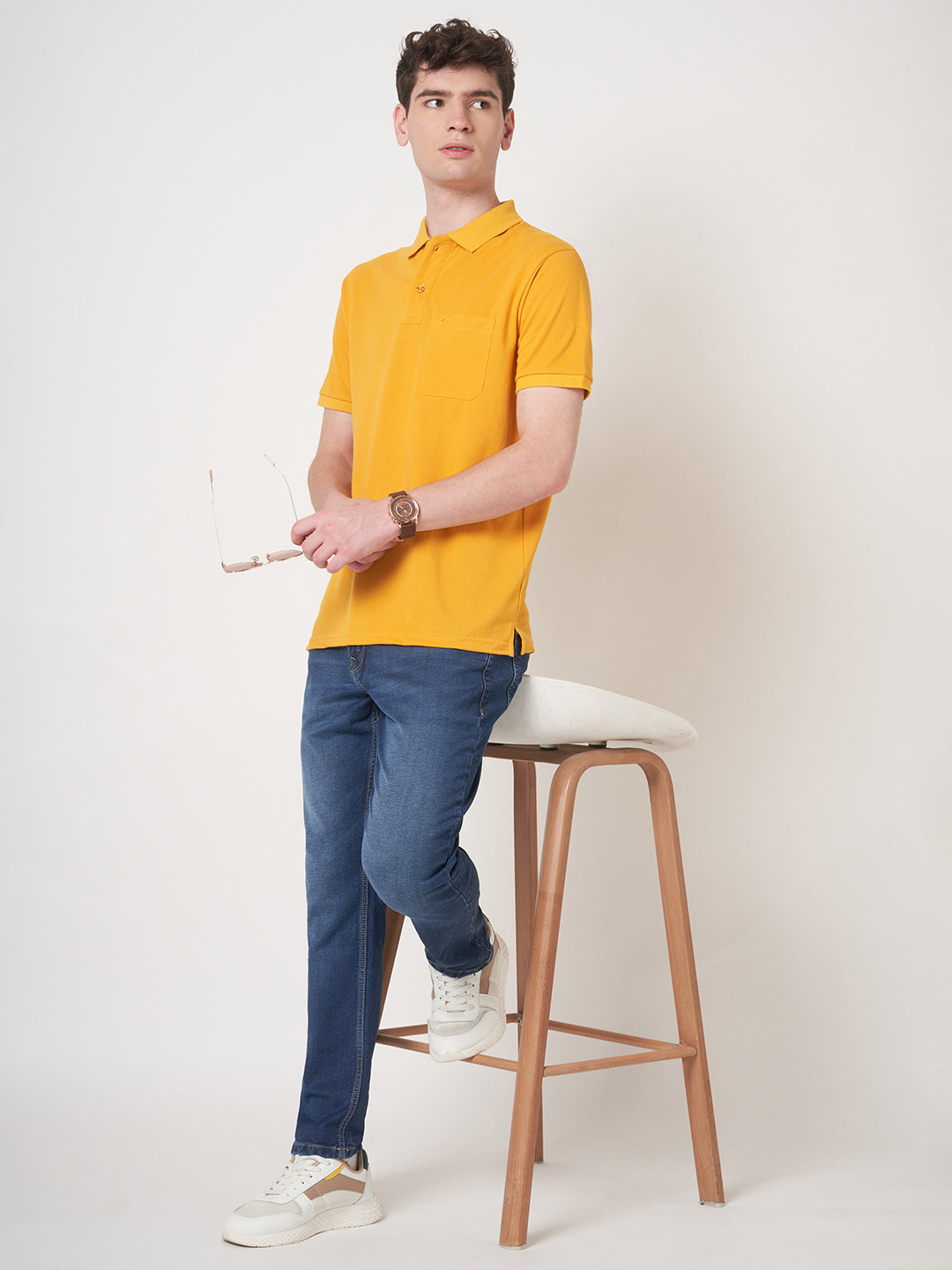 STITCH HUB Men's Matty Polo Tshirt - Mustard Cotton Rich Blend, Stylish & Comfortable, Perfect for Casual & Formal Wear