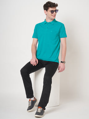 STITCH HUB Men's Matty Polo in Ocean Blue – Cotton Rich Blend, Breathable, Stylish & Durable for Casual and Outdoor Wear