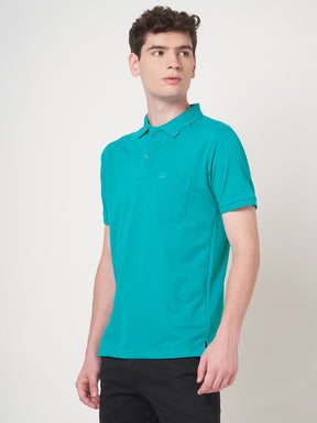 STITCH HUB Men's Matty Polo in Ocean Blue – Cotton Rich Blend, Breathable, Stylish & Durable for Casual and Outdoor Wear