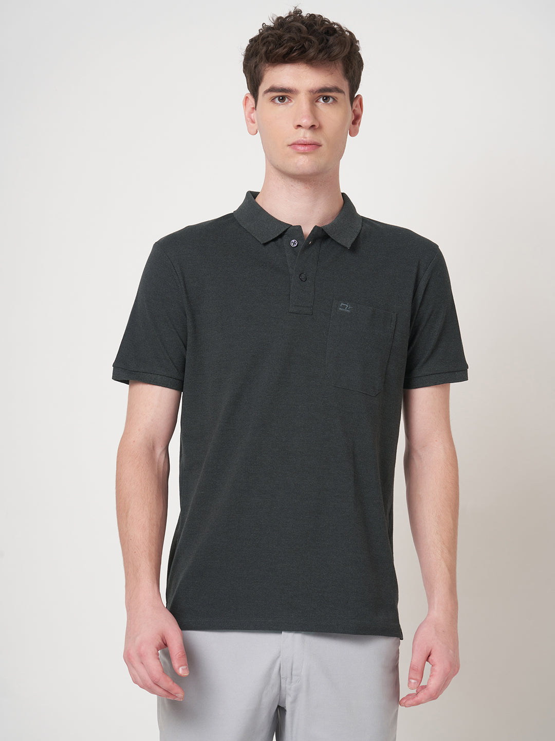 STITCH HUB Men's Matty Polo Tshirt - Dark Grey, Cotton Rich Blend, Versatile Casual Wear, Soft & Breathable, Stylish Regular Fit