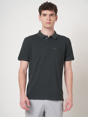 STITCH HUB Men's Matty Polo Tshirt - Dark Grey, Cotton Rich Blend, Versatile Casual Wear, Soft & Breathable, Stylish Regular Fit