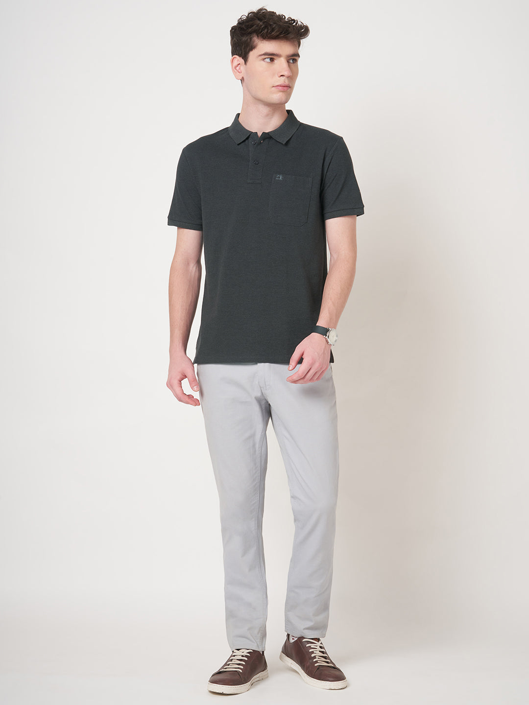 STITCH HUB Men's Matty Polo Tshirt - Dark Grey, Cotton Rich Blend, Versatile Casual Wear, Soft & Breathable, Stylish Regular Fit