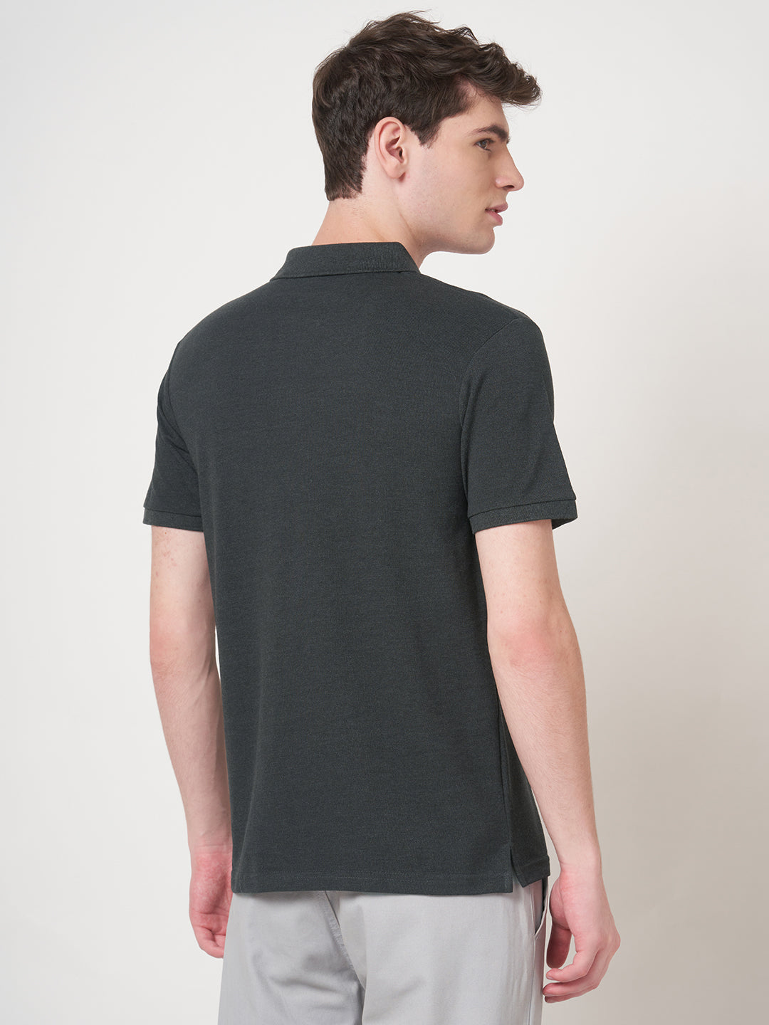 STITCH HUB Men's Matty Polo Tshirt - Dark Grey, Cotton Rich Blend, Versatile Casual Wear, Soft & Breathable, Stylish Regular Fit