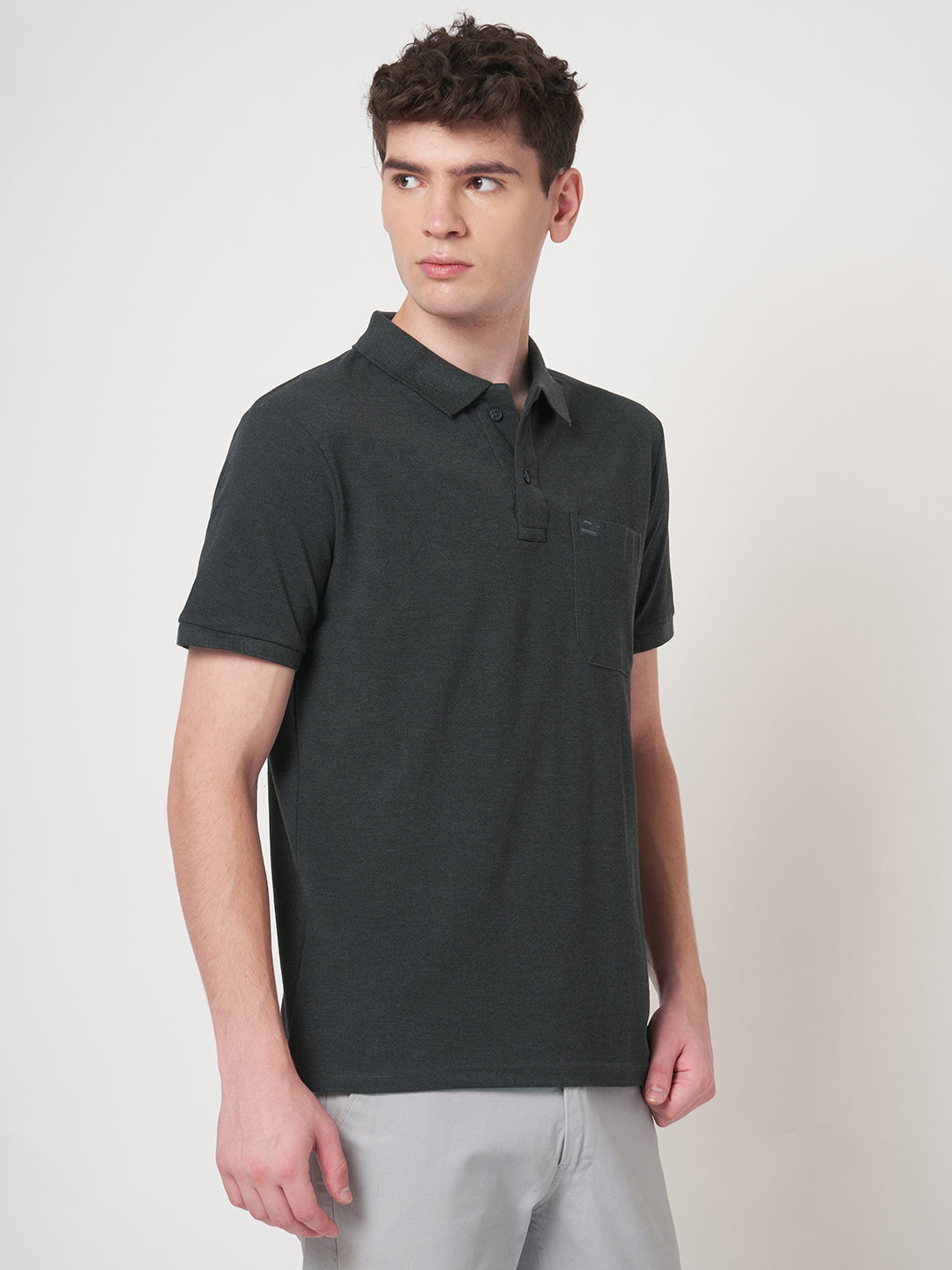 STITCH HUB Men's Matty Polo Tshirt - Dark Grey, Cotton Rich Blend, Versatile Casual Wear, Soft & Breathable, Stylish Regular Fit