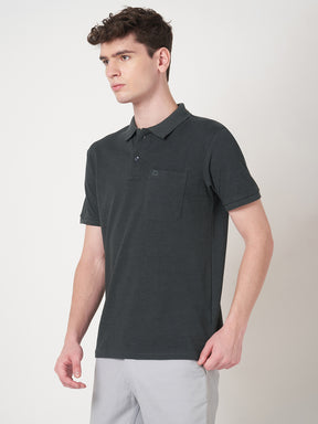 STITCH HUB Men's Matty Polo Tshirt - Dark Grey, Cotton Rich Blend, Versatile Casual Wear, Soft & Breathable, Stylish Regular Fit