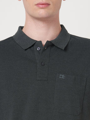 STITCH HUB Men's Matty Polo Tshirt - Dark Grey, Cotton Rich Blend, Versatile Casual Wear, Soft & Breathable, Stylish Regular Fit