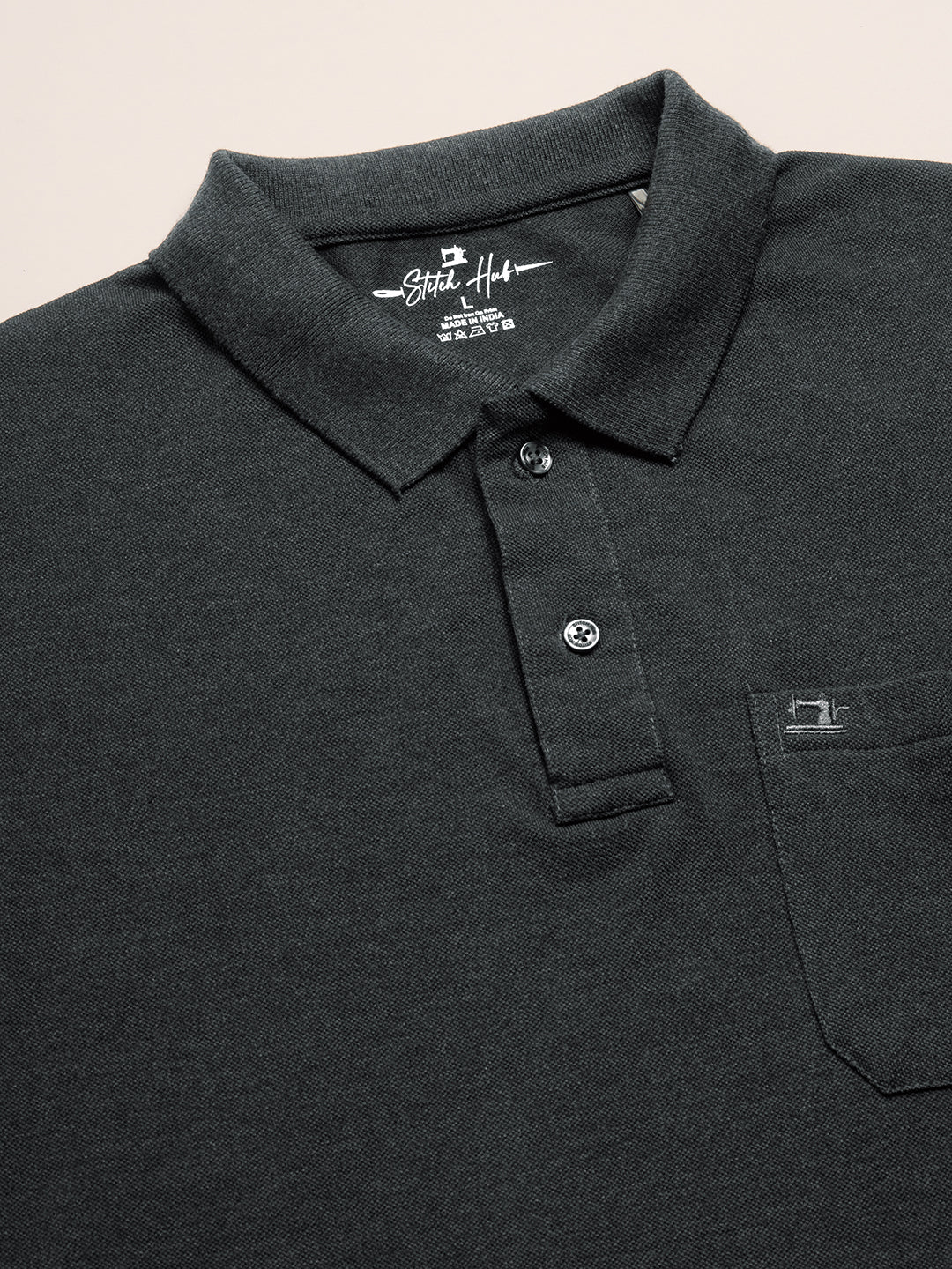 STITCH HUB Men's Matty Polo Tshirt - Dark Grey, Cotton Rich Blend, Versatile Casual Wear, Soft & Breathable, Stylish Regular Fit