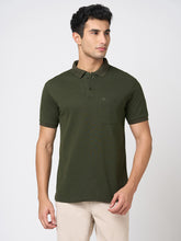 STITCH HUB Men's Olive Matty Polo Tshirt - Cotton Rich Blend, Regular Fit, Breathable, Perfect for Casual & Formal Wear