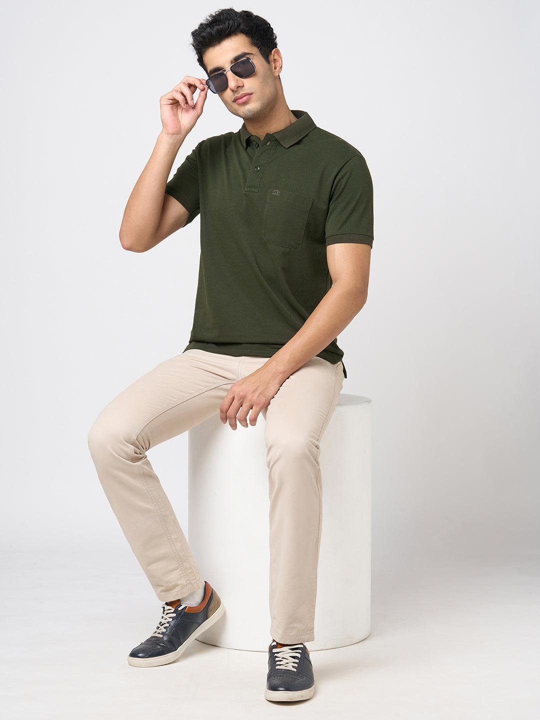 STITCH HUB Men's Olive Matty Polo Tshirt - Cotton Rich Blend, Regular Fit, Breathable, Perfect for Casual & Formal Wear