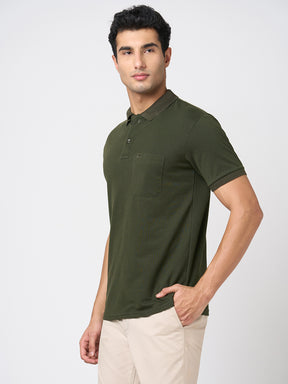STITCH HUB Men's Olive Matty Polo Tshirt - Cotton Rich Blend, Regular Fit, Breathable, Perfect for Casual & Formal Wear