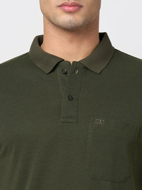 STITCH HUB Men's Olive Matty Polo Tshirt - Cotton Rich Blend, Regular Fit, Breathable, Perfect for Casual & Formal Wear
