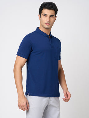STITCH HUB Men's Matty Polo – Blue Cotton Rich Blend, Regular Fit, Breathable & Stylish for Casual & Formal Wear