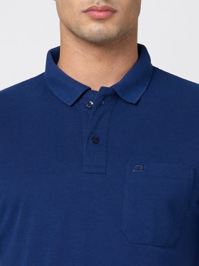 STITCH HUB Men's Matty Polo – Blue Cotton Rich Blend, Regular Fit, Breathable & Stylish for Casual & Formal Wear