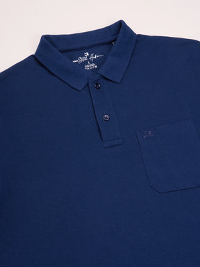 STITCH HUB Men's Matty Polo – Blue Cotton Rich Blend, Regular Fit, Breathable & Stylish for Casual & Formal Wear