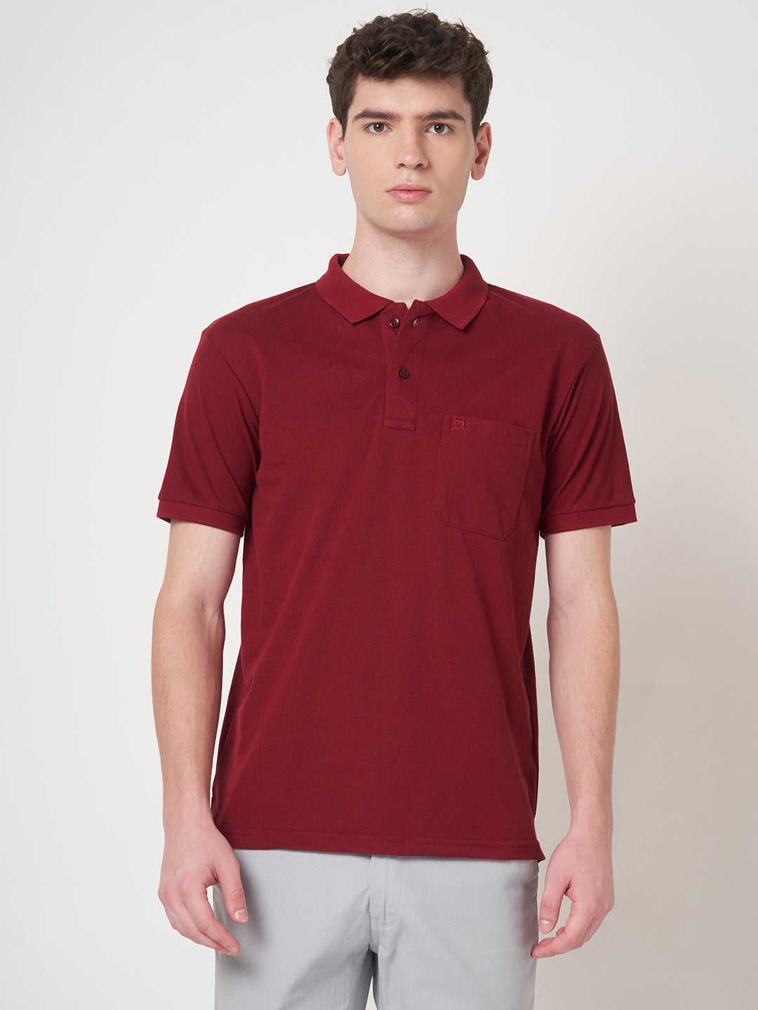 STITCH HUB Men's Matty Polo Tshirt Wine Color - Cotton Rich Blend, Breathable, Stylish & Versatile for All-Day Comfort