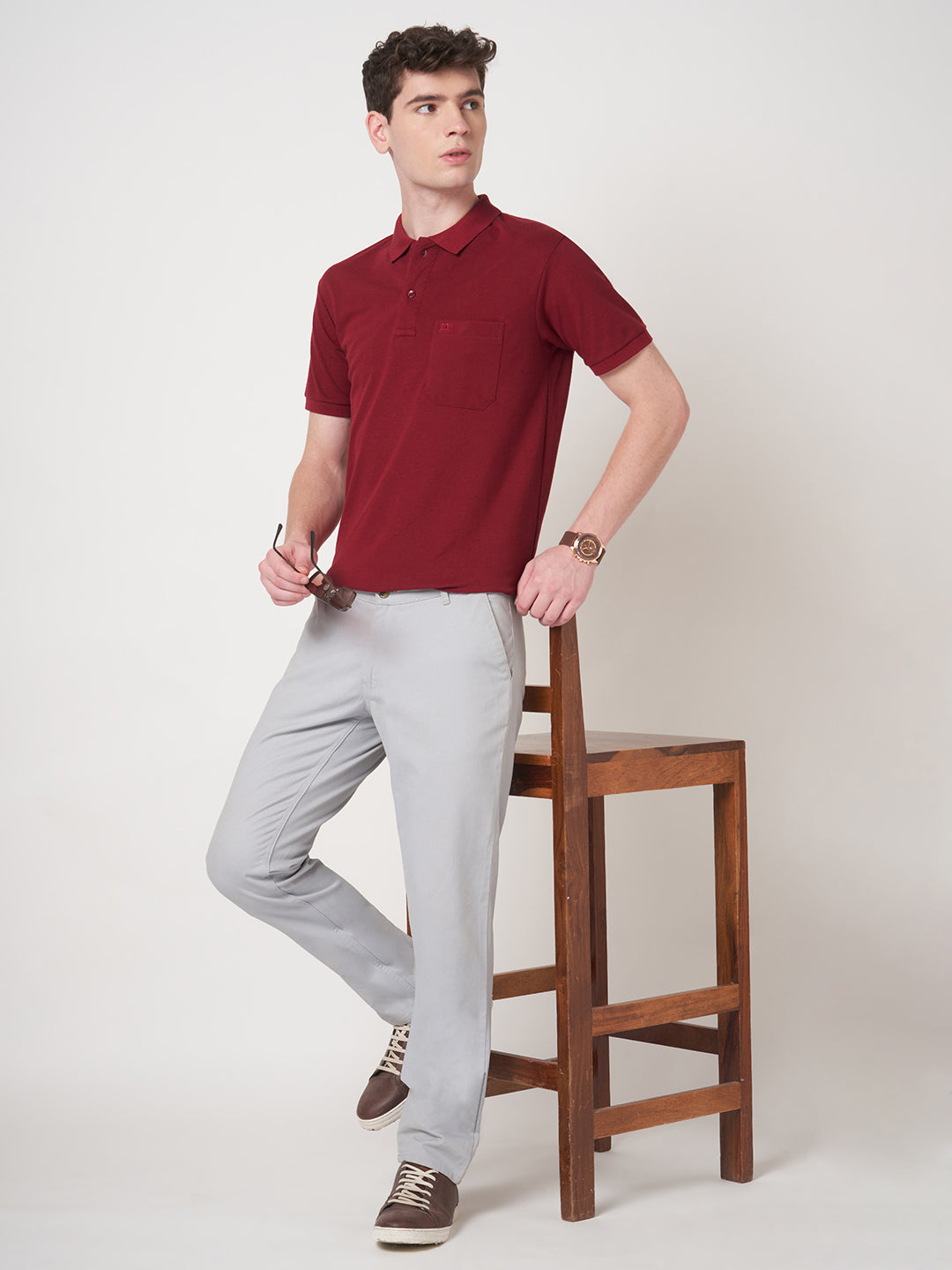 STITCH HUB Men's Matty Polo Tshirt Wine Color - Cotton Rich Blend, Breathable, Stylish & Versatile for All-Day Comfort