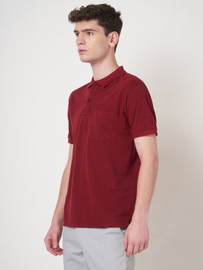 STITCH HUB Men's Matty Polo Tshirt Wine Color - Cotton Rich Blend, Breathable, Stylish & Versatile for All-Day Comfort